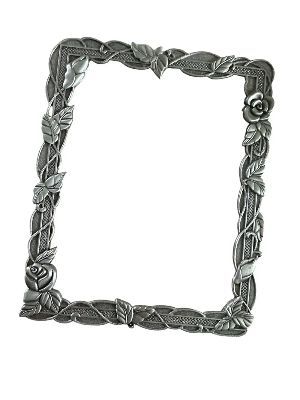 Metal Floral frame vintage art photo picture display framing silver Victorian